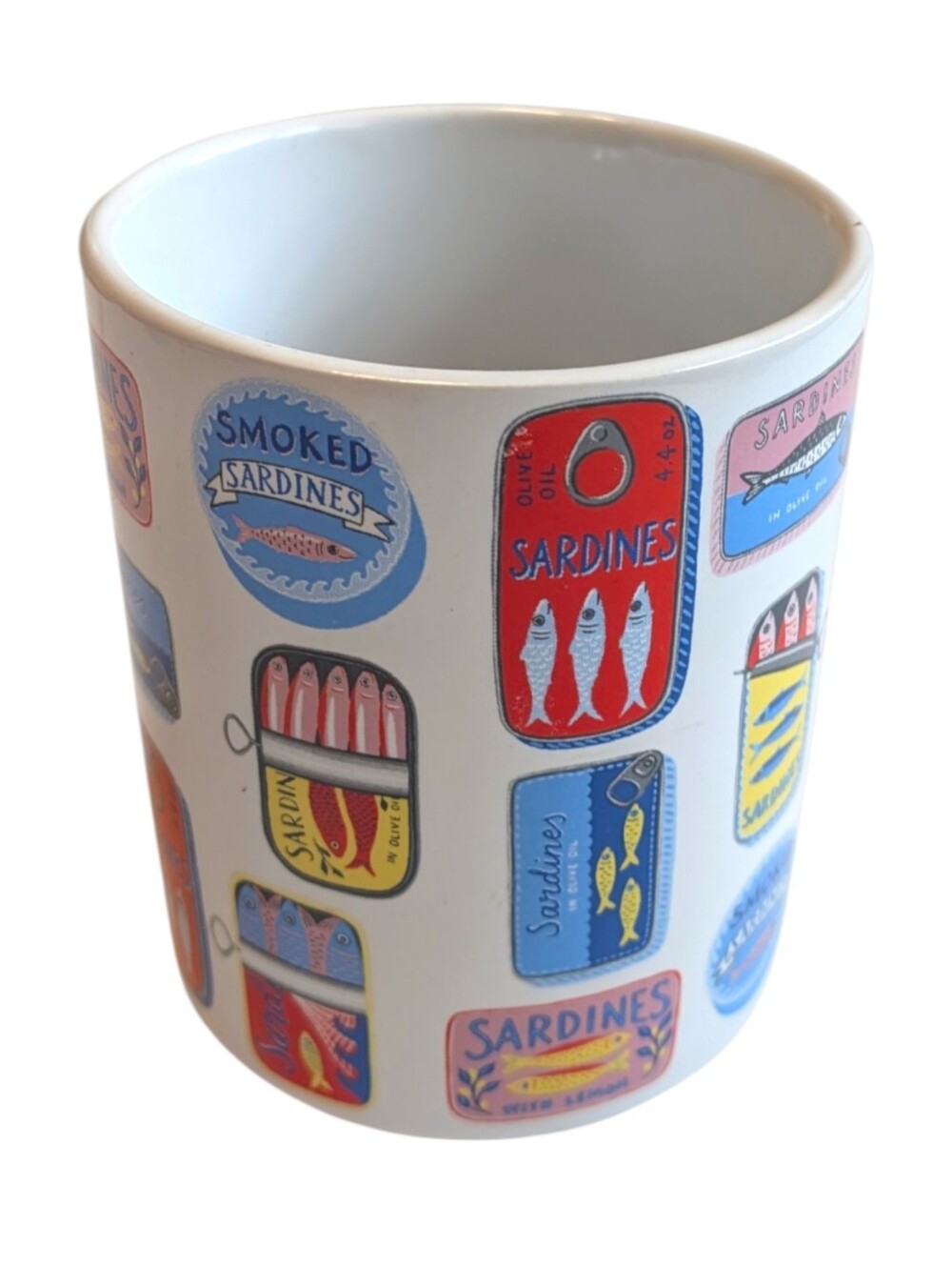 Sardine Ceramic Cup Prima Design Fish Print Coastal Kitchen Decor